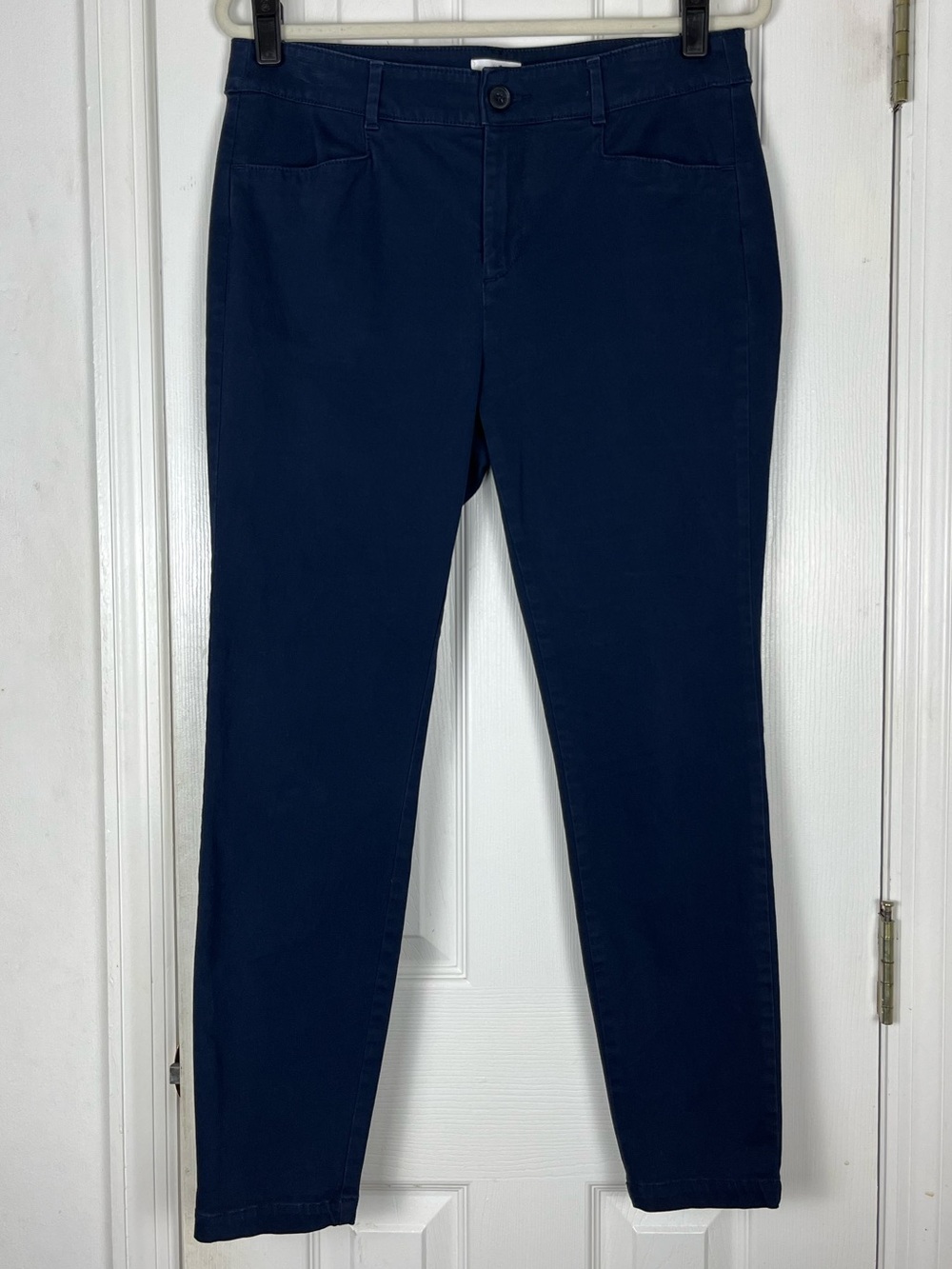 Loft Outlet Skinny Ankle Pants Sz 10 Navy Cotton Stretch Preppy Capsule